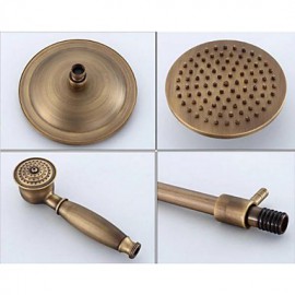 Antique Brass Rain Bathroom Shower Set Tap W/Tub Tap Mixer Tap Wall Mount