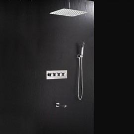 Contemporary Chrome Brass Shower Tap with Air Injection Technology Shower Head
