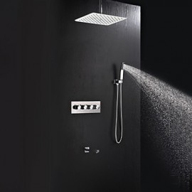 Contemporary Chrome Brass Shower Tap with Air Injection Technology Shower Head