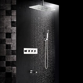 Contemporary Chrome Brass Shower Tap with Air Injection Technology Shower Head