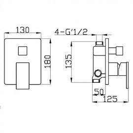 Shower Tap Contemporary Brass Chrome