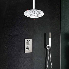 Rainful 10" Modern Thermostatic Shower Tap Wall Mounted Shower Mixer With Handheld Shower