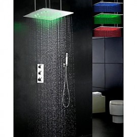 Shower Tap Contemporary LED / Thermostatic / Rain Shower / Handshower Included Brass Chrome