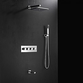 Contemporary Chrome Brass Shower Tap with Air Injection Technology Shower Head