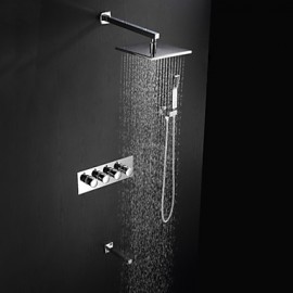 Contemporary Chrome Brass Shower Tap with Air Injection Technology Shower Head