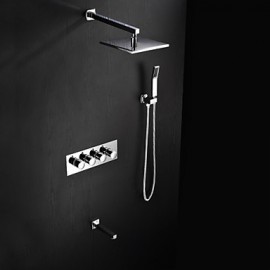Contemporary Chrome Brass Shower Tap with Air Injection Technology Shower Head