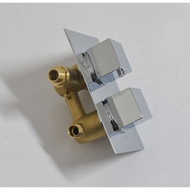 Inwall Brass Thermostatic Concealed Mixer Valve 2 Square Handles For Shower Head