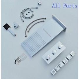 Thermostatic Bathroom Shower Tap, Stainless Steel 304 Chrome Raindance Shower Head With Spa Massage Spray Jets