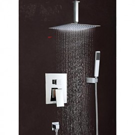 10"Modern Rain Shower Tap Set Valve Mixer Tap Hand Sprayer Wall Mount