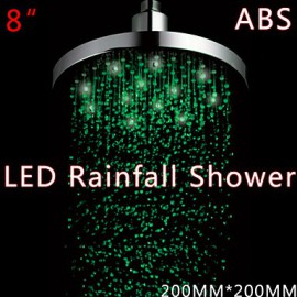 8 Inch LED Shower With 3 Color Changing LED Rainfall Shower