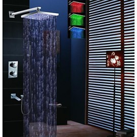 Shower Tap Contemporary LED / Thermostatic / Rain Shower / Handshower Included Brass Chrome
