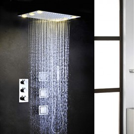 Shower Tap Contemporary LED / Thermostatic / Rain Shower / Sidespray / Handshower Included Brass Chrome
