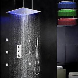 Shower Tap Contemporary LED / Thermostatic / Rain Shower / Sidespray / Handshower Included Brass Chrome
