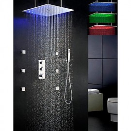 Shower Tap Contemporary LED / Thermostatic / Rain Shower / Sidespray / Handshower Included Brass Chrome