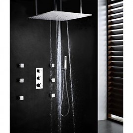 Shower Tap Contemporary LED / Thermostatic / Rain Shower / Sidespray / Handshower Included Brass Chrome