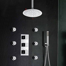 With 12 Inch Rain Shower Head Thermostatic Sensitive Rainfall Thermostatic Bathroom Shower Tap
