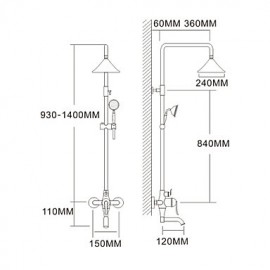 Shower Tap Antique Rain Shower / Handshower Included Brass Rose Gold