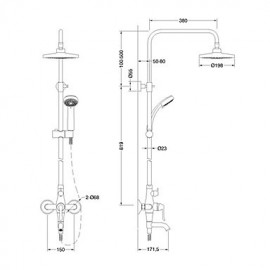 Shower Tap Contemporary Waterfall / Sidespray Brass Painting
