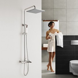 Contemporary Waterfall Brass Chrome Shower Tap with Air Injection Technology Shower Head