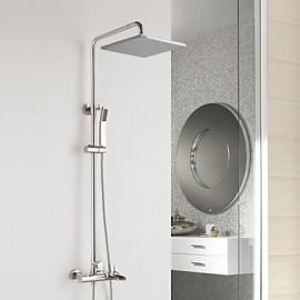 Contemporary Waterfall Brass Chrome Shower Tap with Air Injection Technology Shower Head