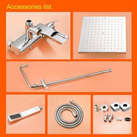 Contemporary Waterfall Brass Chrome Shower Tap with Air Injection Technology Shower Head