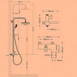Contemporary Waterfall Brass Chrome Shower Tap with Air Injection Technology Shower Head