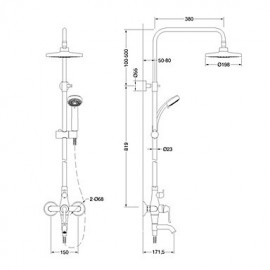 Shower Tap Contemporary Waterfall / Sidespray Brass Painting