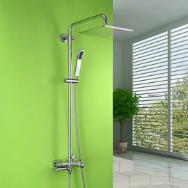 Contemporary Chrome Brass Shower Tap with Air Injection Technology Shower Head